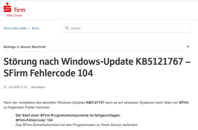 SFirm Error 104