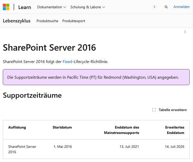SharePoint 2016 EOL