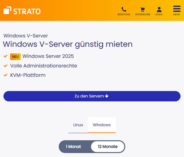 Strato VPS-Server mit Windows