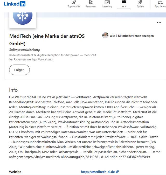 MediTech AI auf LinkedIn