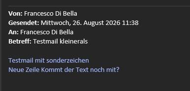 Outlook Testmail Ergebnis