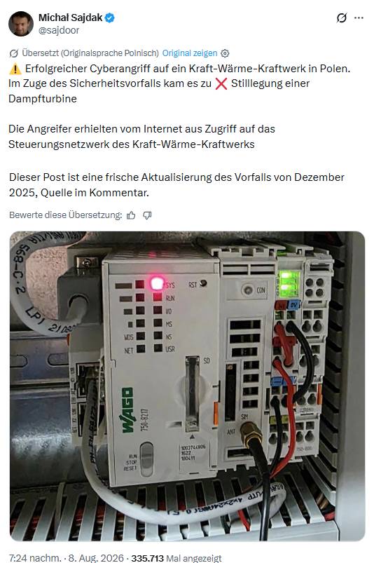 Polen Cyberangriff Kraftwerk 12.2025