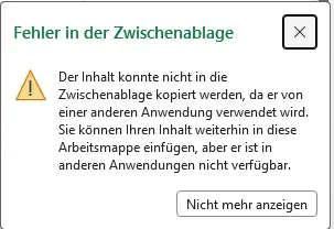 Fehler Zwischenablage M365