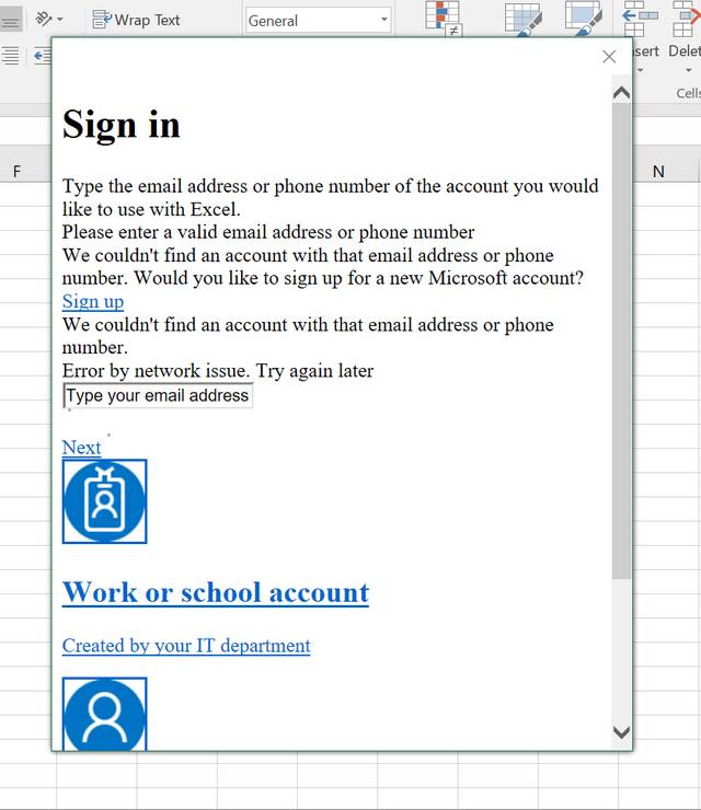 Office-Sign-In Dialog