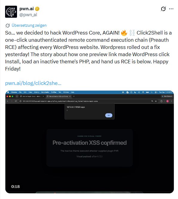 WordPress Click2Shell-Schwachstelle