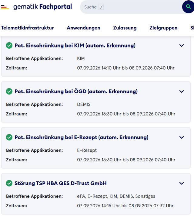 gematik-TI-Störung (7.9.2026) gematik-TI-Störung (7.9.2026)