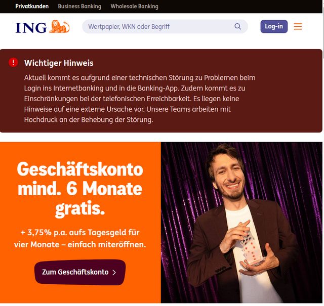 Ing Online-Banking seit Stunden gestört (20.10.2026)Borns IT- und ...