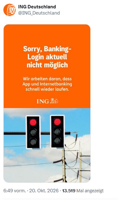 Ing Online-Banking seit Stunden gestört (20.10.2026)Borns IT- und ...
