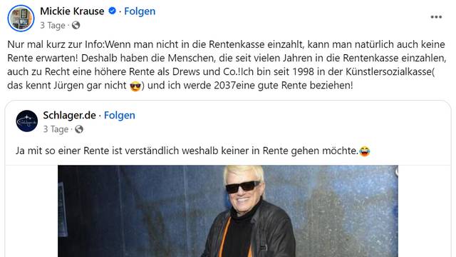 Micki Krause zur Rente von Jürgen Drews