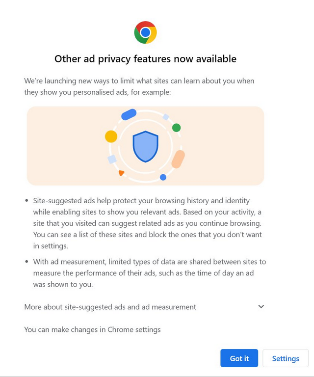 Chrome: Datenschutz bei Werbung